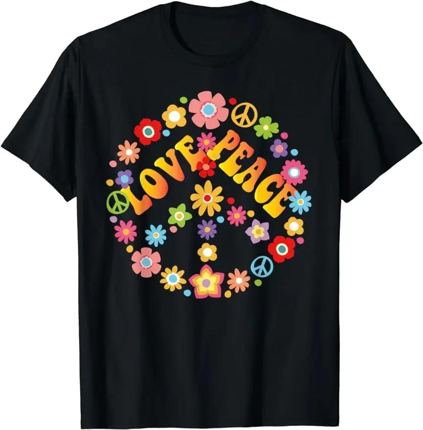

Vintage Style PEACE & LOVE Tshirt Long Sleeve Tie Dye Hippie Costume Shirt Unisex Style Shirts for Women Men Casual T-shirts ... 5XL різнокольоровий