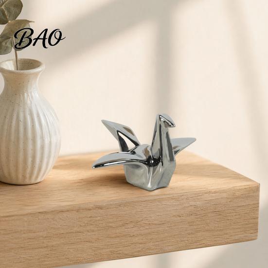Sculpture Minimaliste Moderne Figurine Grues Origami Géométriques, Sculpture, Accent Finition Brillante pour Étagère, Créatif Nordique pour Bureau Bibliothèque Décoration de Maison