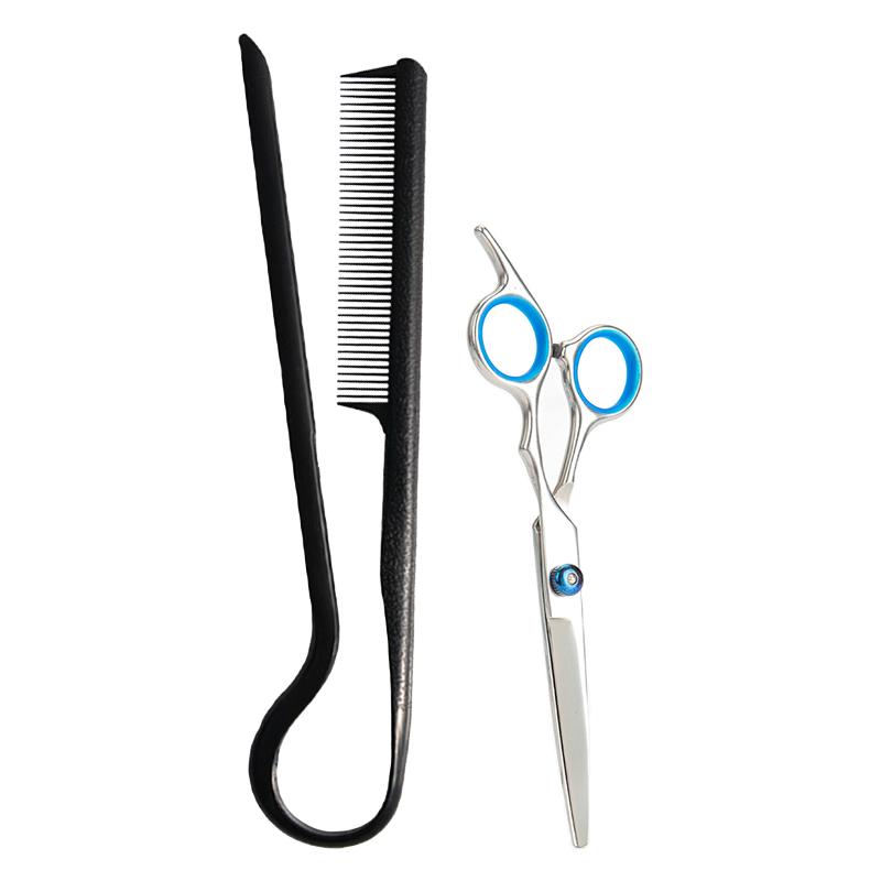 2pcs/set V-shape Flat Comb with Scissors Salon Hair Straightner Brush Professional Haircutting Scissors Home Salon Accessories
