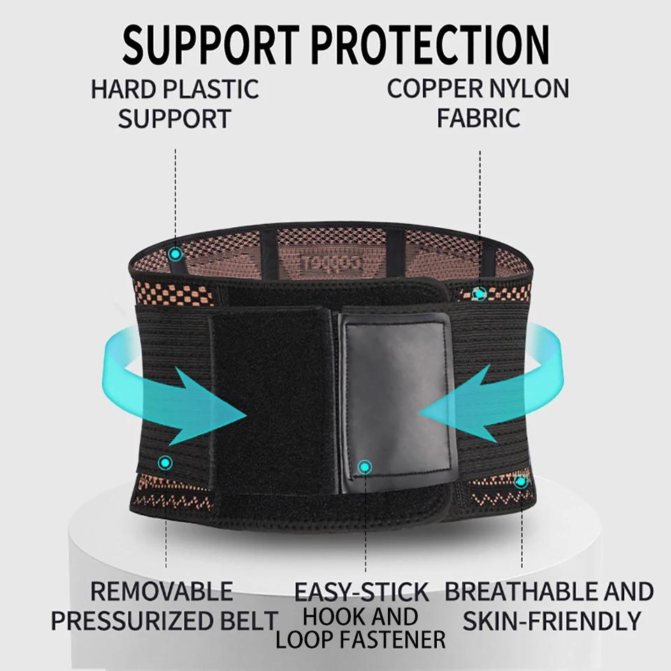 Adjustable Copper Back Brace For Lower Back Pain Relief Support Belt Men Women Sciatica Lumbar Support