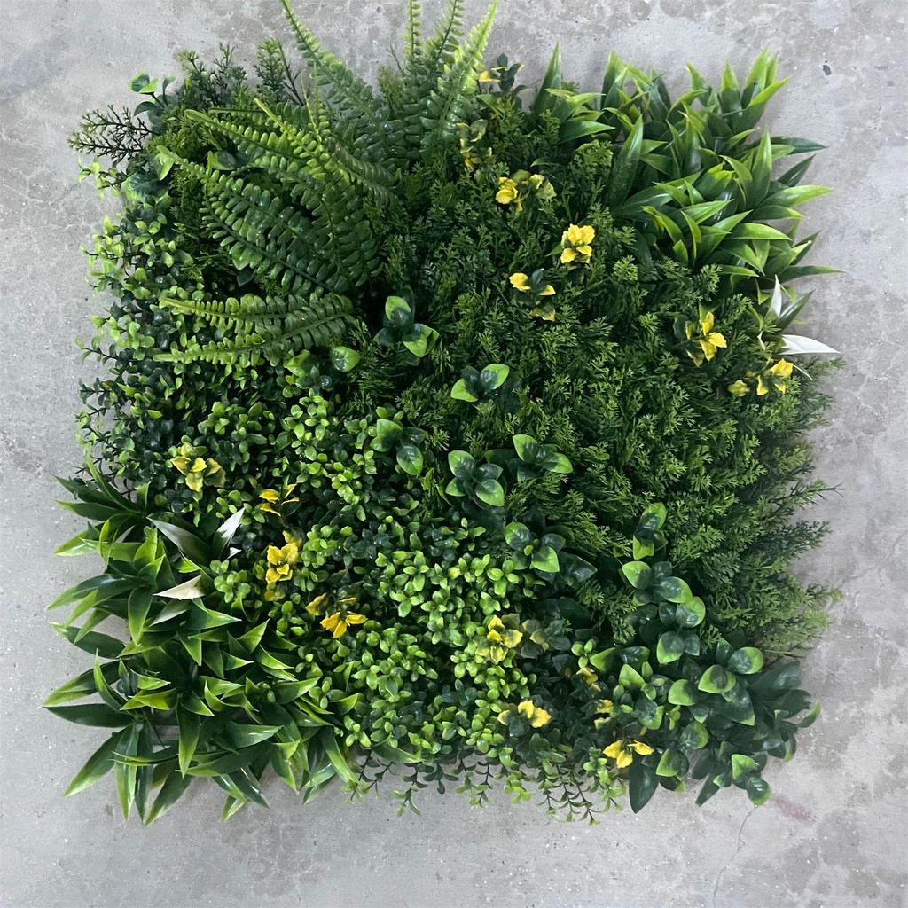 50×50cm Artificial Green Plant Wall - Plastic Vertical Garden, Fake Flower Wall, Synthetic Turf Background
