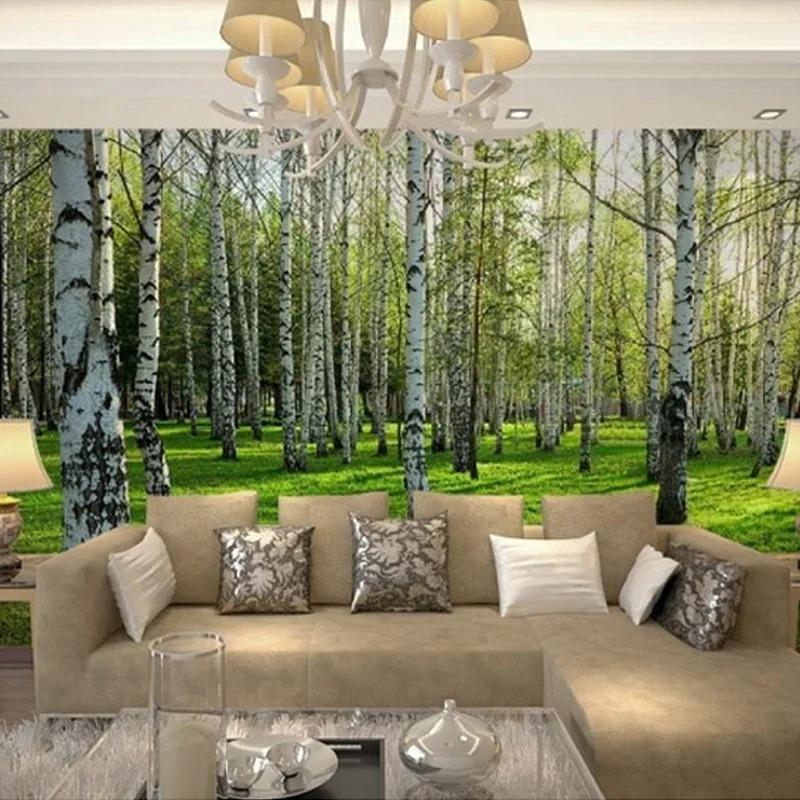 Birch Forest Mural Natural Landscape Photo Wallpaper Restaurant Living Room Bedroom Interior Decor Wall Papers