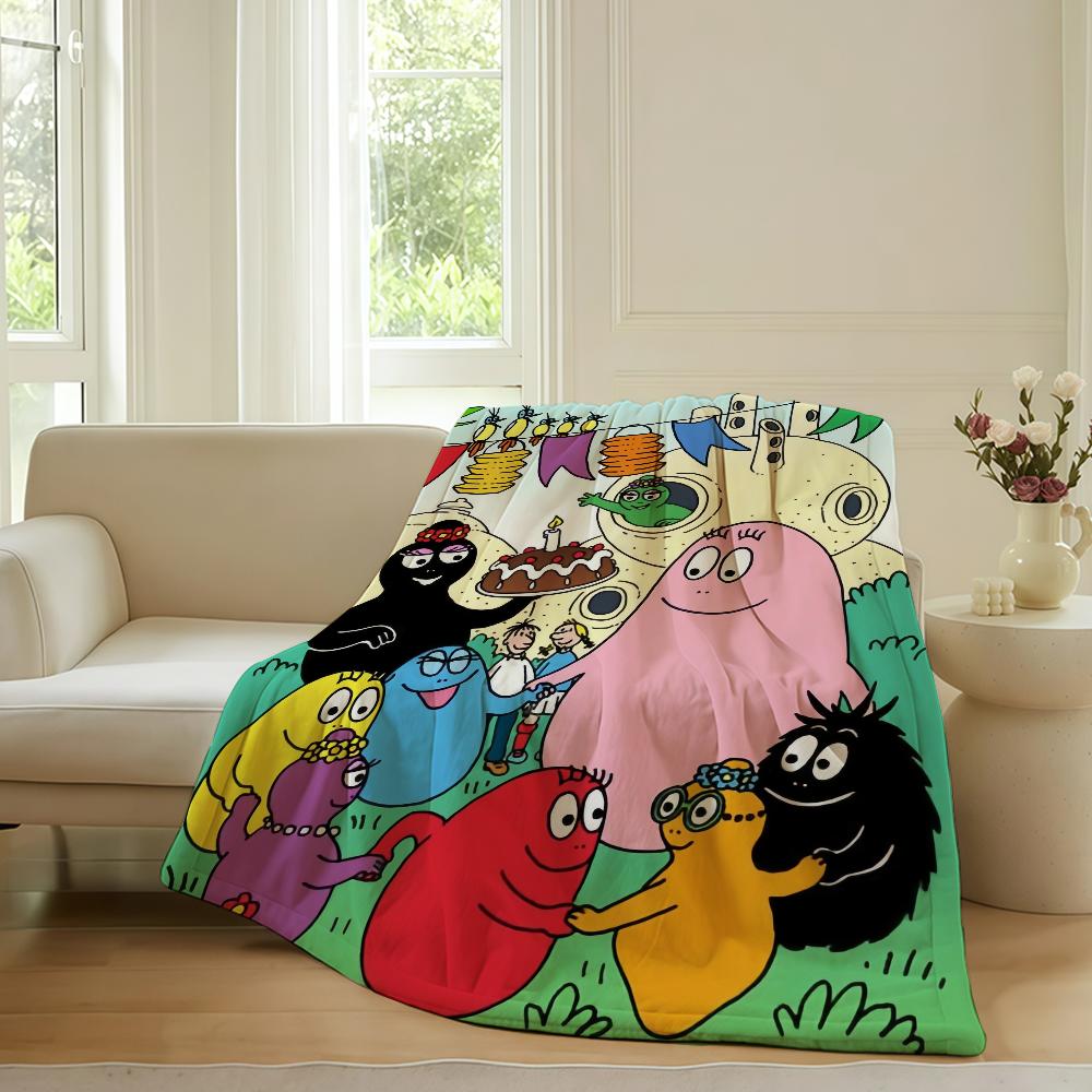 Cartoon Barbapapa Cute Blanket Warm Soft Suitable For Bedroom Sofa Bed Living Room Office Travel Camping Gifts