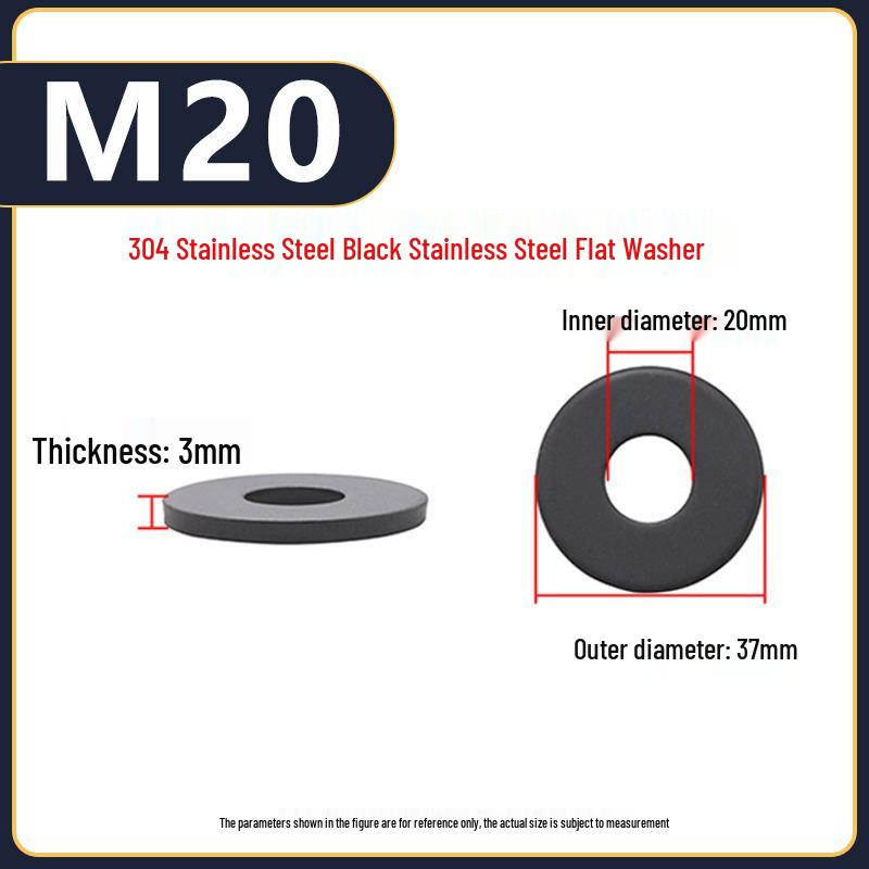 Yigu Yigu Stainless Steel Black Gasket Washer M3M4 Flat Screw Washer