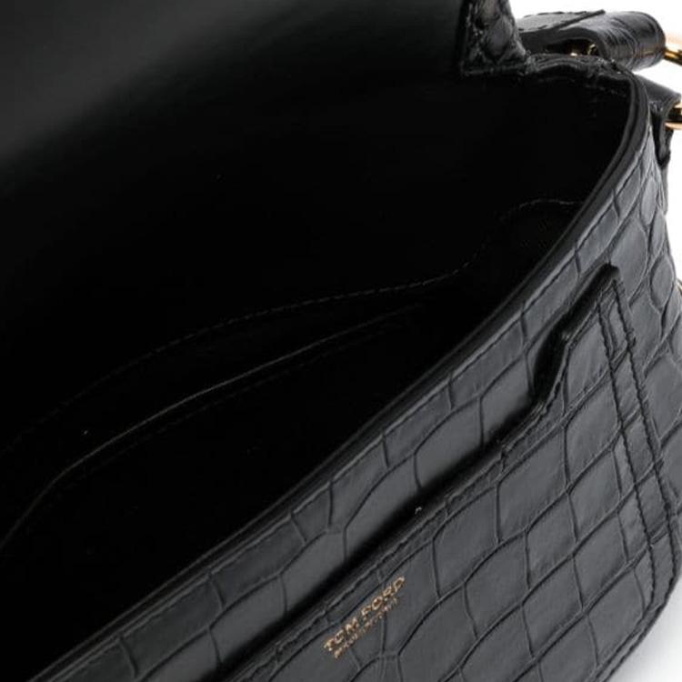 TF Jennifer Adjustable Strap Crocodile Pattern Embossed Leather Mini Shoulder Crossbody Bag Women bags Black L1661LCL317G