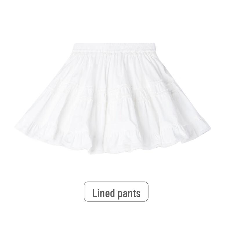 Mucmukn Mädchen Sommer Off-White Aufgeblasster Stufen-Baumwollrock