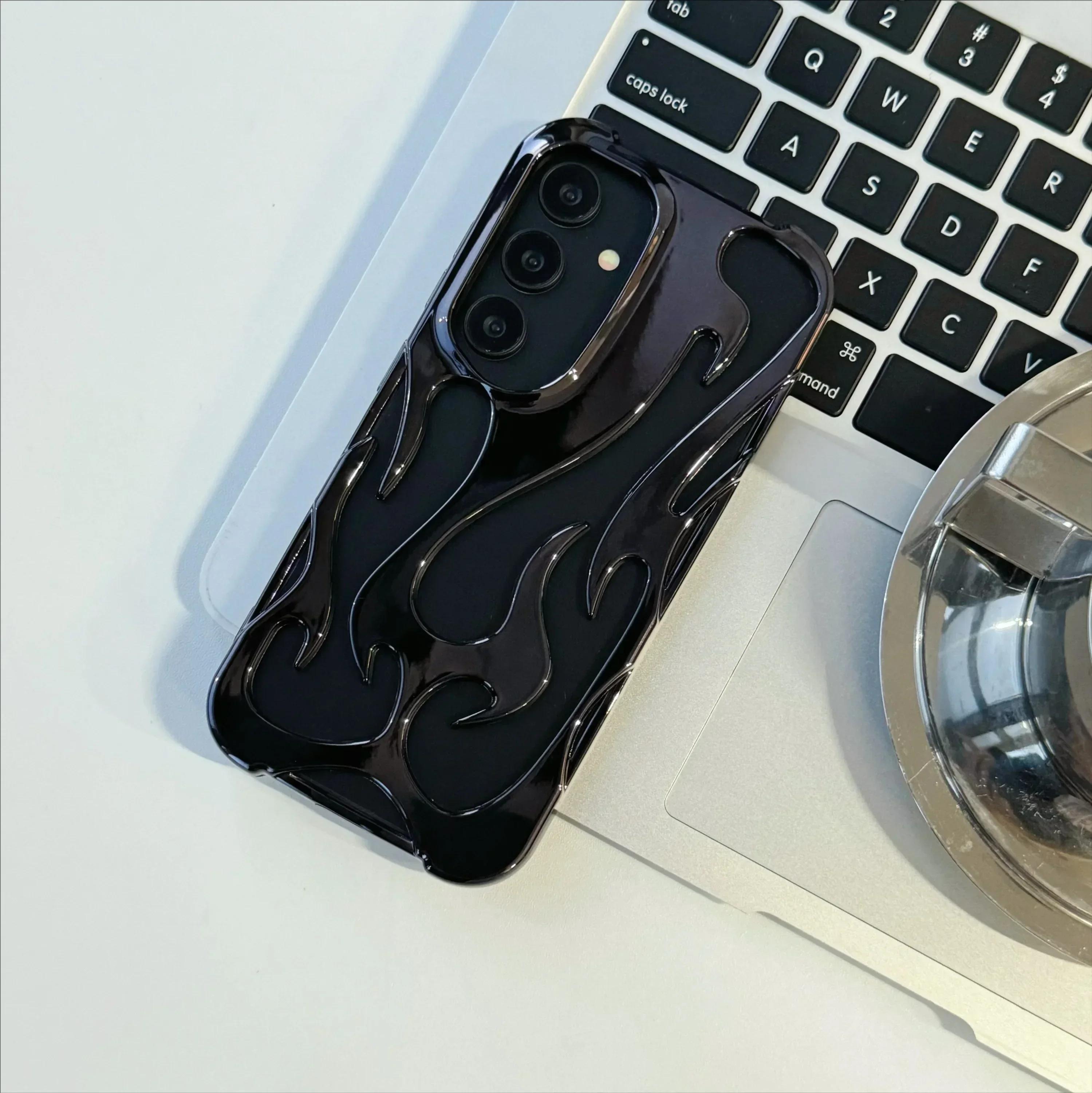 

Новий 3D чохол з візерунком полум я для Samsung Galaxy S25 S24 S22 S23 Ultra Plus A16 A06 A55 Модний порожнистий тонкий протиударний м який чохол For Galaxy A55