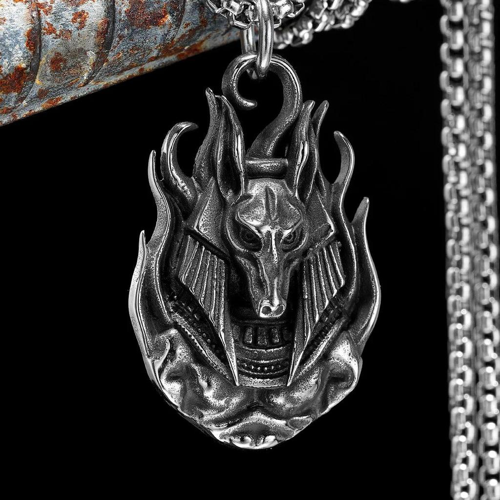 Amulett Talisman Anubis Gud Döden Halsband Hänge Antika Egypten Egyptisk Symbol Evigt Liv skydda väktare Döda