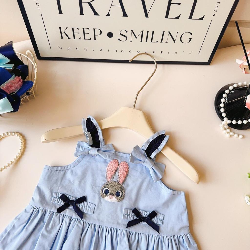 Girls' Summer Rabbit Officer Two-Piece: Sleeveless Vest & Skirt Set