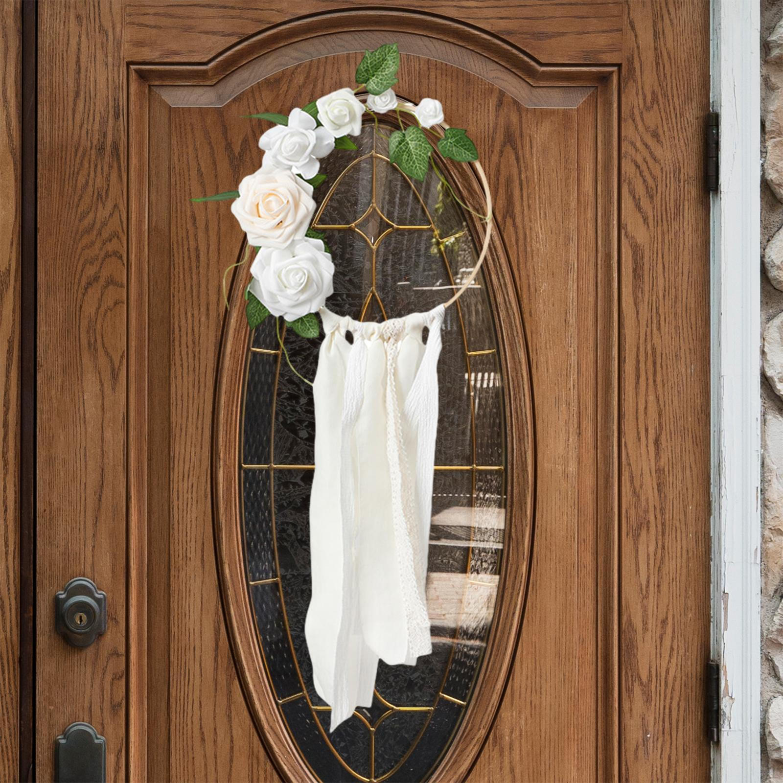 

Искусственный цветочный венок, подвесная гирлянда на дверь, сделай сам, модный свадебный декор для коттеджной вечеринки белый