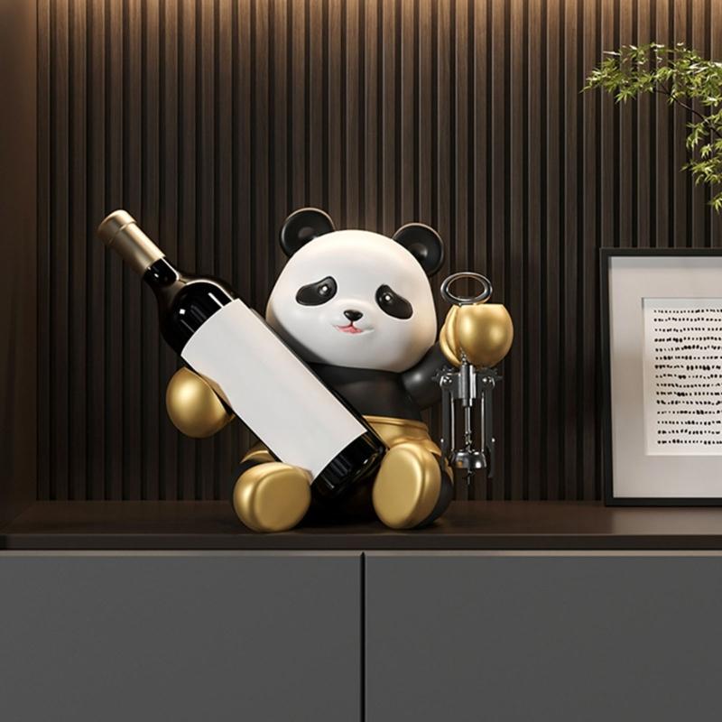 Resin Panda Wine Holders Panda Wine Rack For Stylishly Showcasing Wine Bottles In Kitchens Or Living Space Wine Display