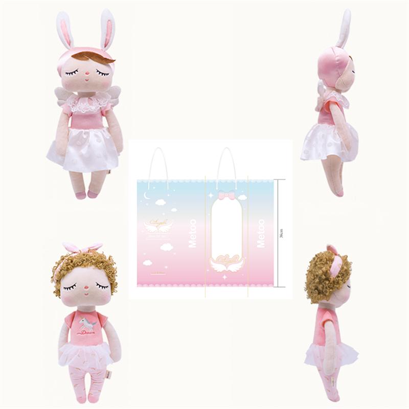 Metoo Angela Doll Rabbit Featuring Paper Pouch Boxed Stuffed Animals Plush Playthings Sleep Dolls Children Appease Infant Birth Date Holiday Gifts