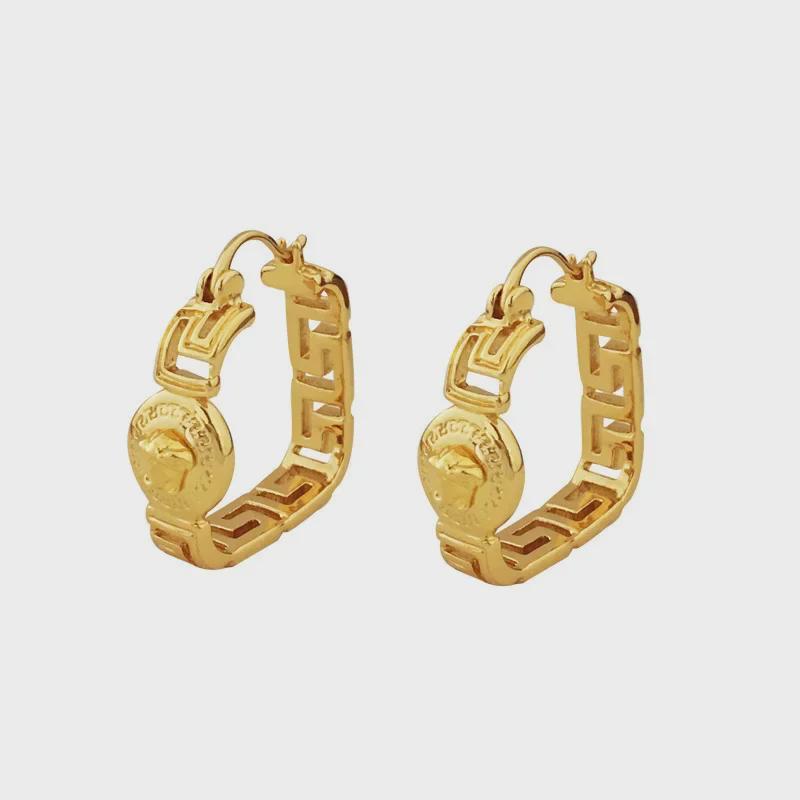 Copper-Plated Gold Hollow Design Medieval Style Earrings - High-End Temperament 