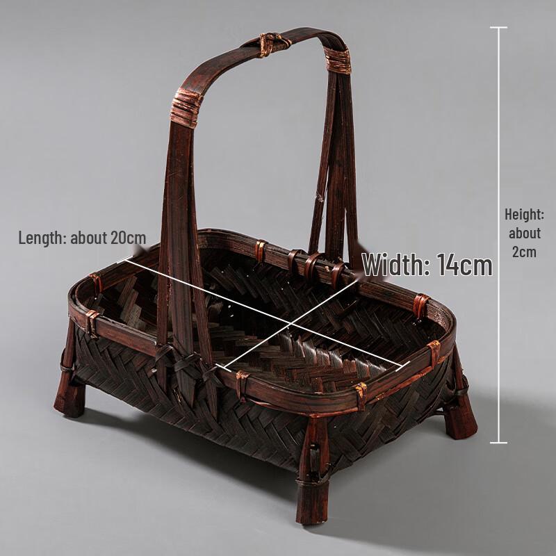 Винтажная круглая двухслойная плетеная из бамбука корзина для пикника и хранения