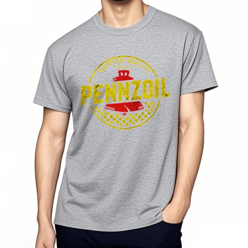 Teeshirts Soft Basic T Shirt Pennzoil Logo On Black Casual Plus Size Tshirt Classic Daily Wear Solid Color Tshirt