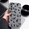 Stoßfeste, matte und schlanke Handyhülle mit Schmetterlingsdruck für Samsung S25 Ultra S24 FE S23 S22 A36 A56 A16 A55 A26 A15 A35, Ledertextur, TPU, weiche Rückseite