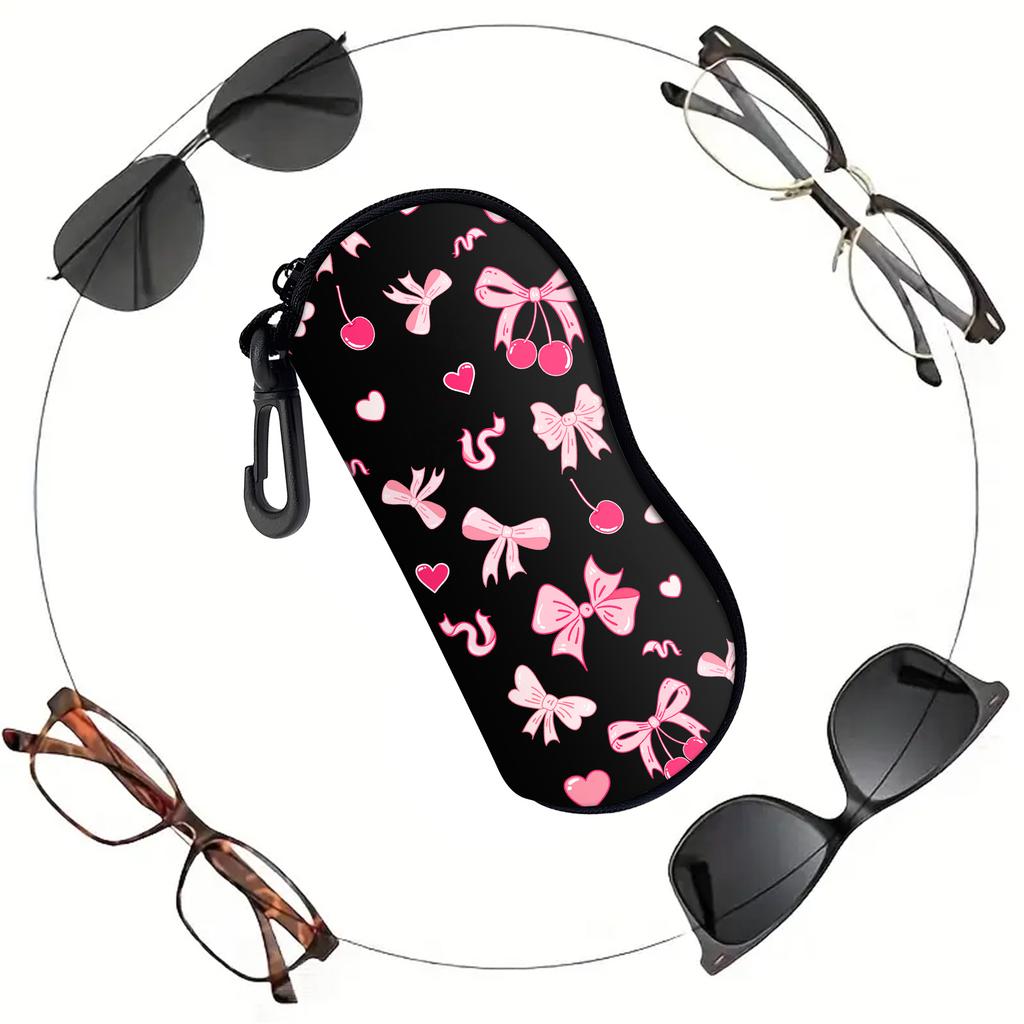 1Pcs Soft Sunglasses Case,Neoprene Zipper Glasses Pouch,Portable Eyeglasses Bag