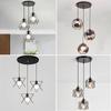 Modern Black Iron Pendant Light For Foyer Stair Staircase Room Hotel Hall Chandeliers Lighting Suspension Decorate Pendant Lamps