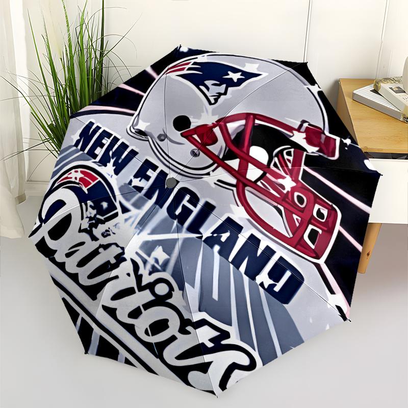 Patriot Logo Print Automatic Umbrella, 8 Rib Iron Frame, Plastic Handle, Suitable for Outdoor Travel &Daily , Ideal Gift
