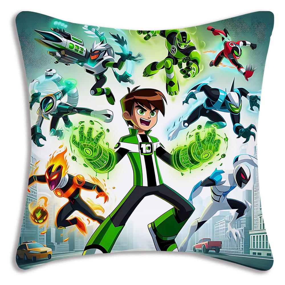 Pillow Covers Cartoon B-Ben 10 Cool Cartoon Sofa Decorative Home Double-Sided Printing Short Plush Cute Cushion Cover