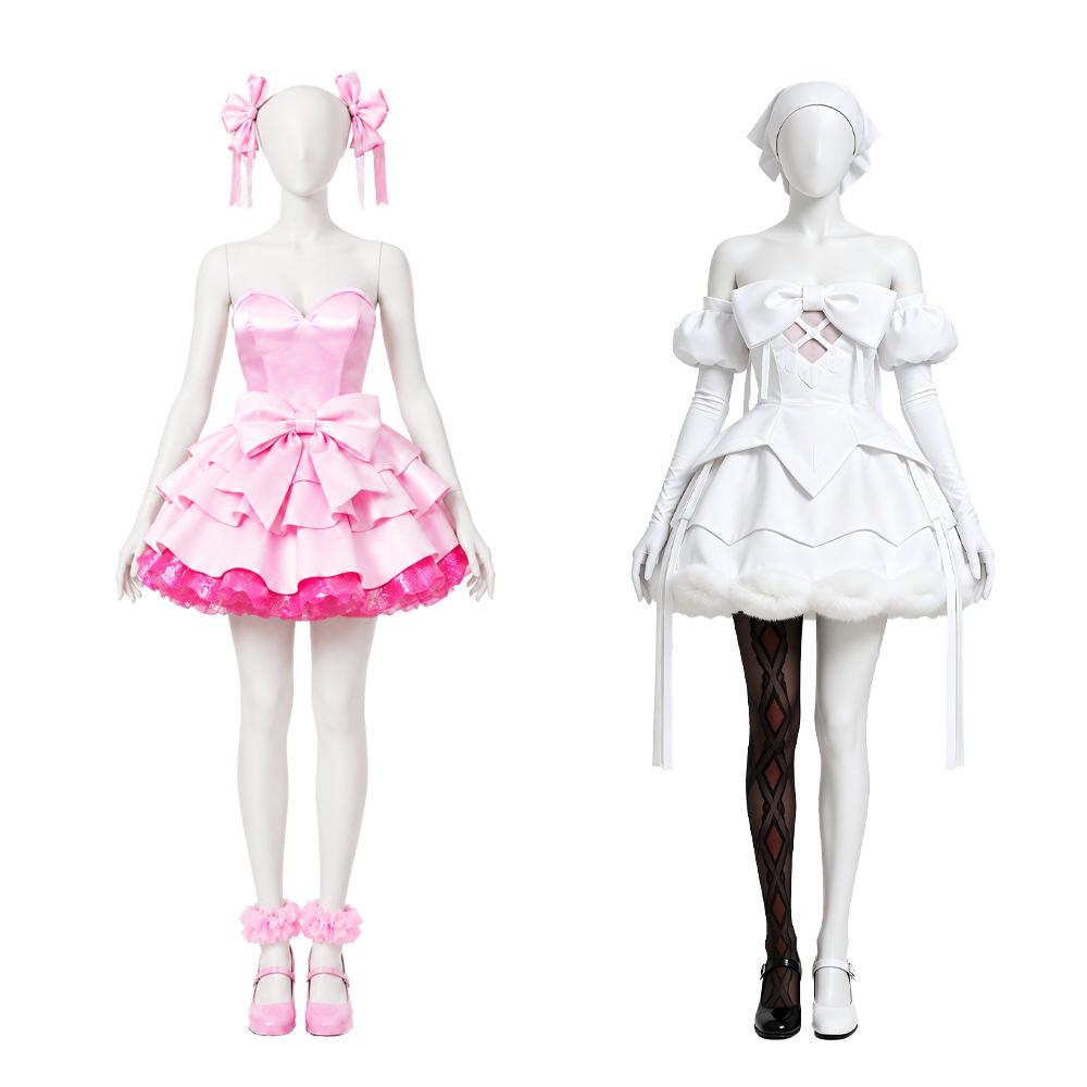 Alien Stage Zombie State Mizi Cosplay Costume Wig Pink Mini Dress Cute Big Bow Glitter Ruffle Skirt Idol Stage Outfit Full Set