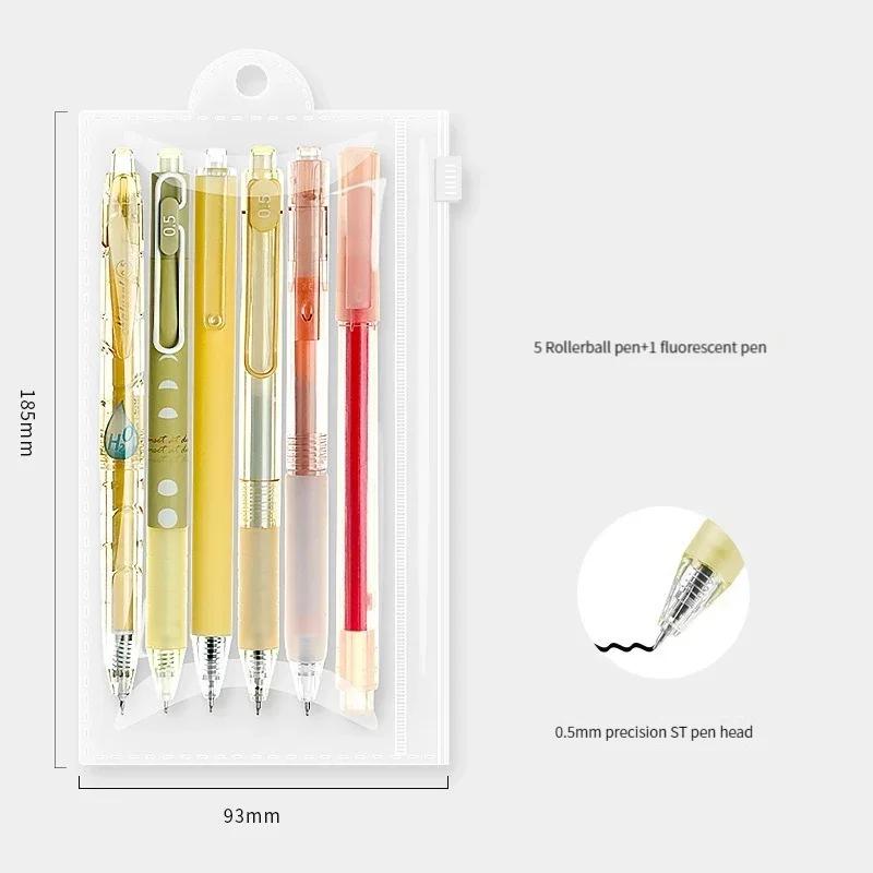 6PCS/set Kawaii Gel Pen 0.5mm ST Pen Tip Neutral Black Ink Pen for School Office Writing Supplies Stationery Cute Pens