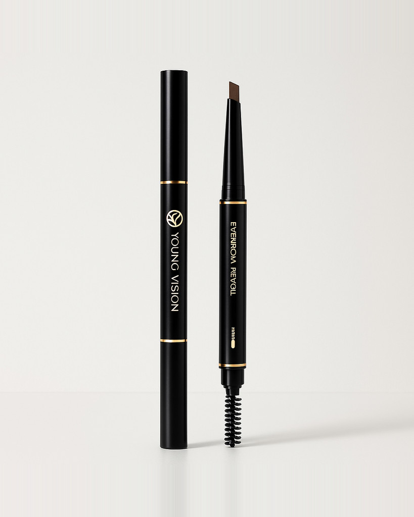 YOUNGVISION Tužka na obočí Trojúhelníková automatická rotace s dvojitou hlavou voděodolná, kterou nelze snadno rozmazat kartáčkem na obočí