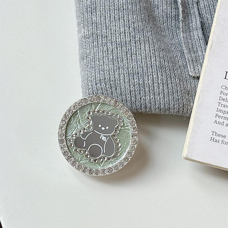 Creative Magnetic Desktop Drama Mobile Phone Airbag Holder Rhinestone Bear Mirror Advanced Sense Ring Female