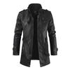 Men's Stand Collar Leather Jacket - Autumn/Winter 2021, Mid-Length, Loose Fit, Plus Velvet, Plus Size, PU Leather.