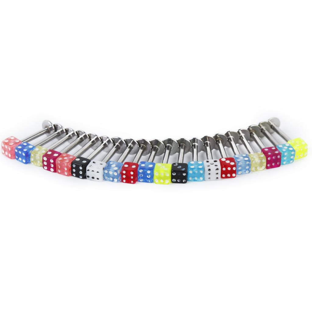 20 Stück Gemischte Würfel Lippenstecker Kinn Zunge Ringe Bar Labret Körperschmuck Piercing Schmuck