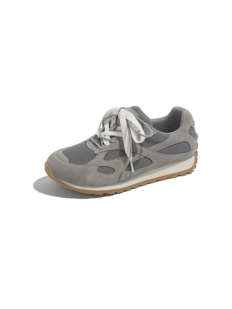 

Leather platform dad shoes mesh breathable color matching sports and leisure shoes women s 2025 new comfortable and versatile Forrest Gump shoes 40 темно-сірий