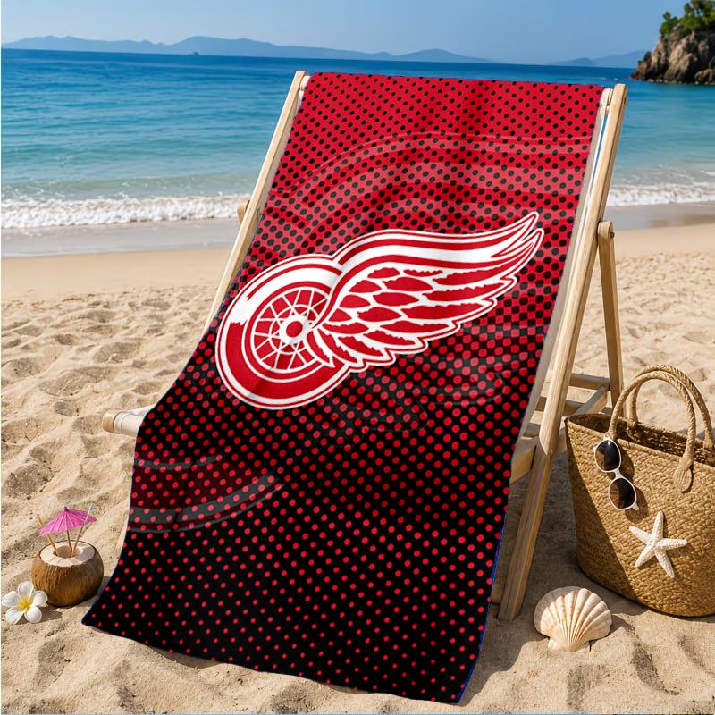 Detroit Red Wings Wappen Strandtuch, Super Weiche Mikrofaser, Perfektes Geschenk für Sie/Ihn, Geburtstag, für Pool, Strand, Reisen, Dekoration Strandparty
