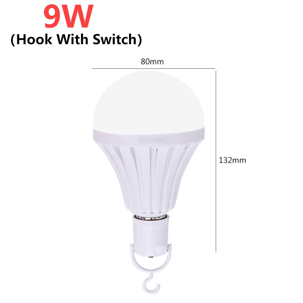 Outdoor Camping Emergency Bulb Rechargeable LED Light Bulb E27 5W 7W 9W 12W Emergency Bulb for Home Power Failure Porch Garden