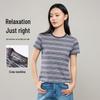 ESE-Y Women's Striped Color-Block Round Neck T-Shirt
