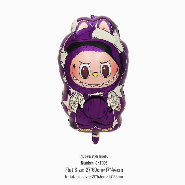Adorable Cartoon Labubu Winter Birthday Foil Balloon for Kids' Party Decoration