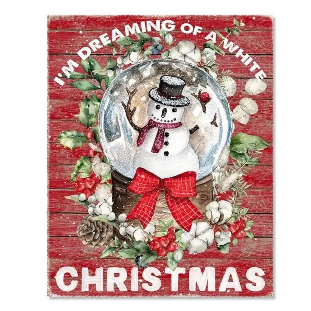 Vintage Christmas Metal Wall Decoration, Holiday Sticker Sign