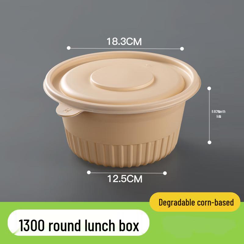 Handun Degradable Corn Starch Round Meal Box with Lid