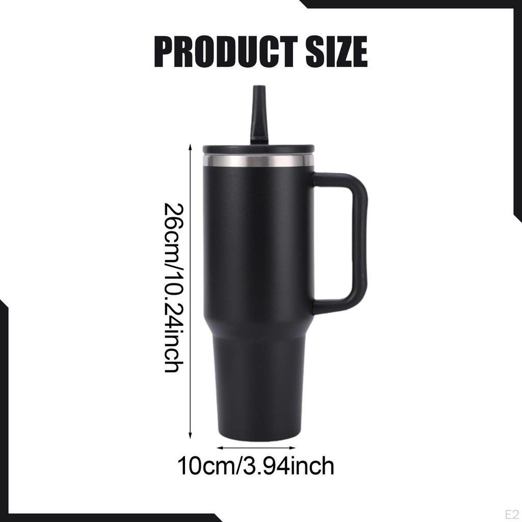 Insulated Tumbler with Handle for Hot/Cold Drinks Travel Mug Water Bottle Black