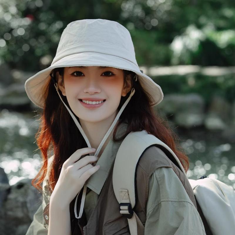 2025  Hat Women Summer Uv Protection Sun Protection Mountaineering Quick-Drying Fisherman Hat Windproof Rope Sun Hat