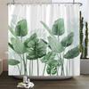Green Plant Leaves Shower Curtains Bath Curtain Bathroom 3d Printed Fresh Waterproof Polyester Cloth With Hooks Home Decor Mat