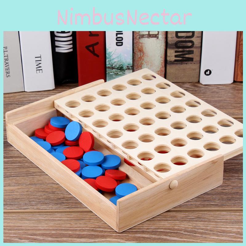 Wooden 4 Chess Connected Line Game Board Children Puzzle Toy For Kids Learning And Entertainment