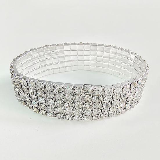 1 Set Damen Schmuckset Luxuriös Elegant Glänzend Voll Strassbesetzt Funkelnd Aufmachung Geschenk Einfache Braut Halskette Armband