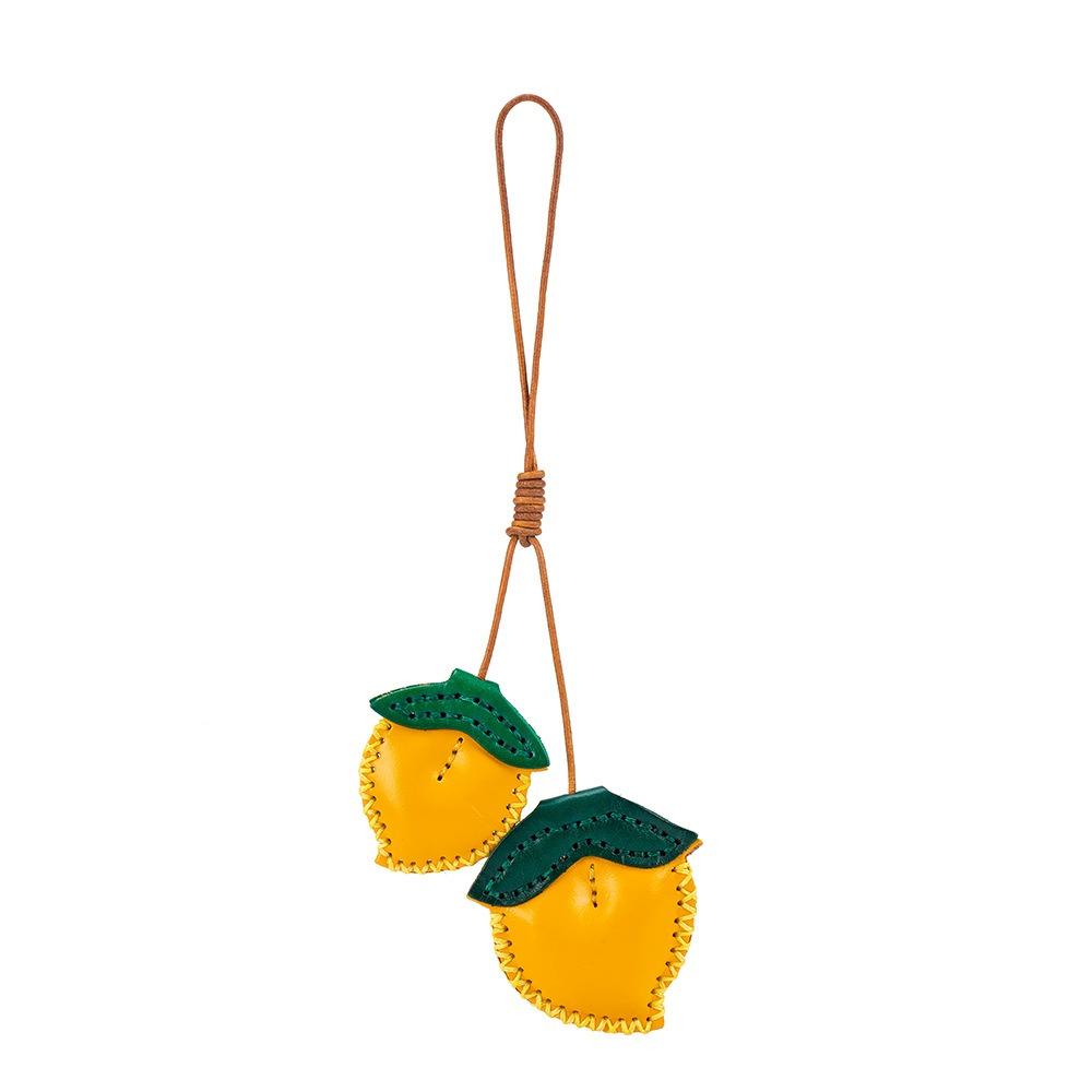 Pear Fruit Pendant Strawberry Bag Pendant Multi-color Leather Keychain  Car Accessory