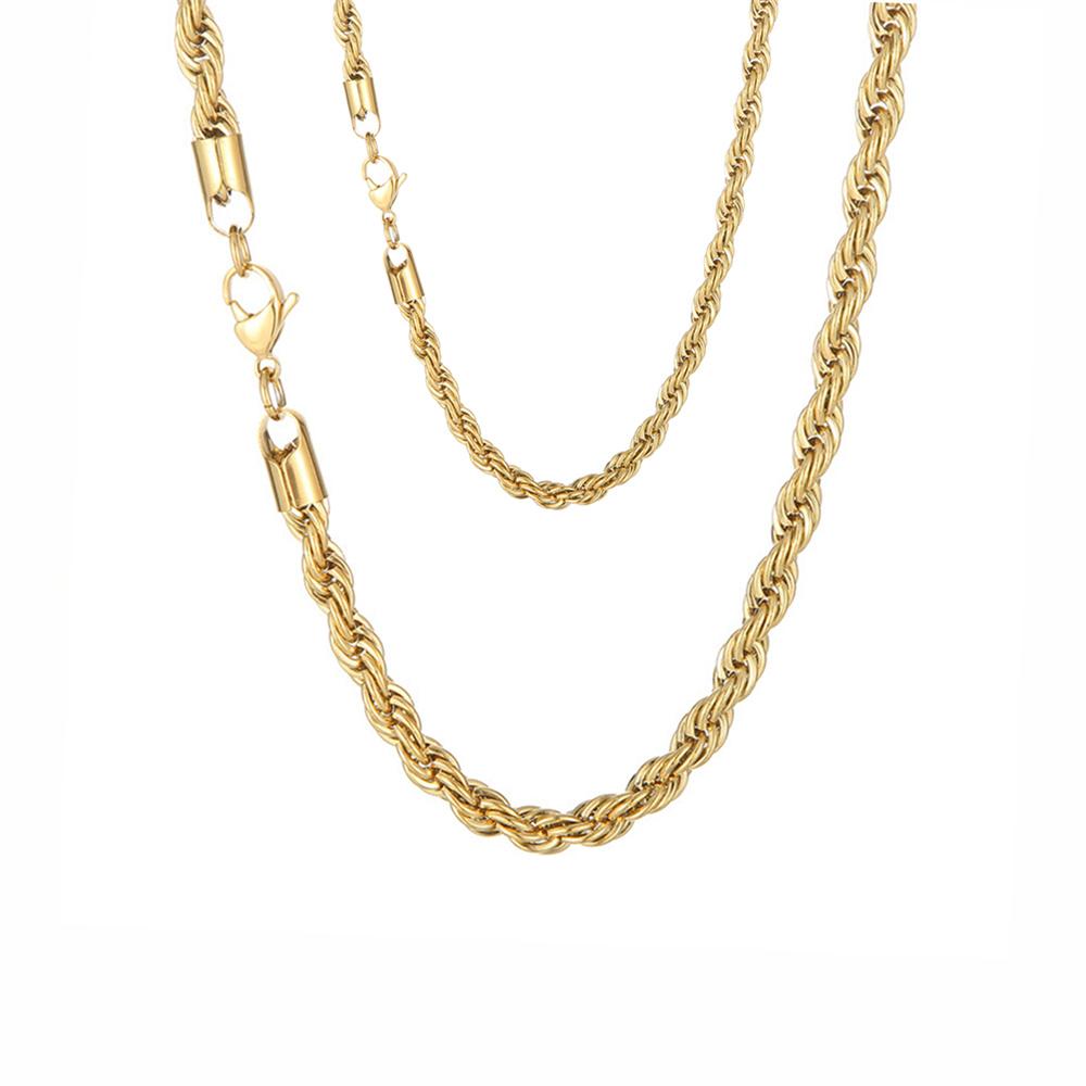 Vintage Twist Rope Link Chain Necklaces 3/5mm Gold Silver Color Stainless Steel Chain For Men Women Hip Hop Fashion Jewelry Gift