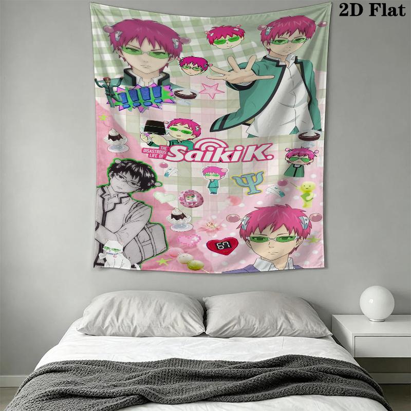 The Disastrous Life of Saiki K Wall Tapestry Aesthetic Wall Hanging Printed Fabric Blanket Decorative Tapestries for Bedroom Living Room Home Decor