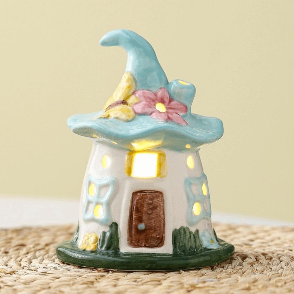 Soft Glow Ceramic Magic Hat Lamp Handmade Craft Sleep Light Cute Elf House Ornament Gift