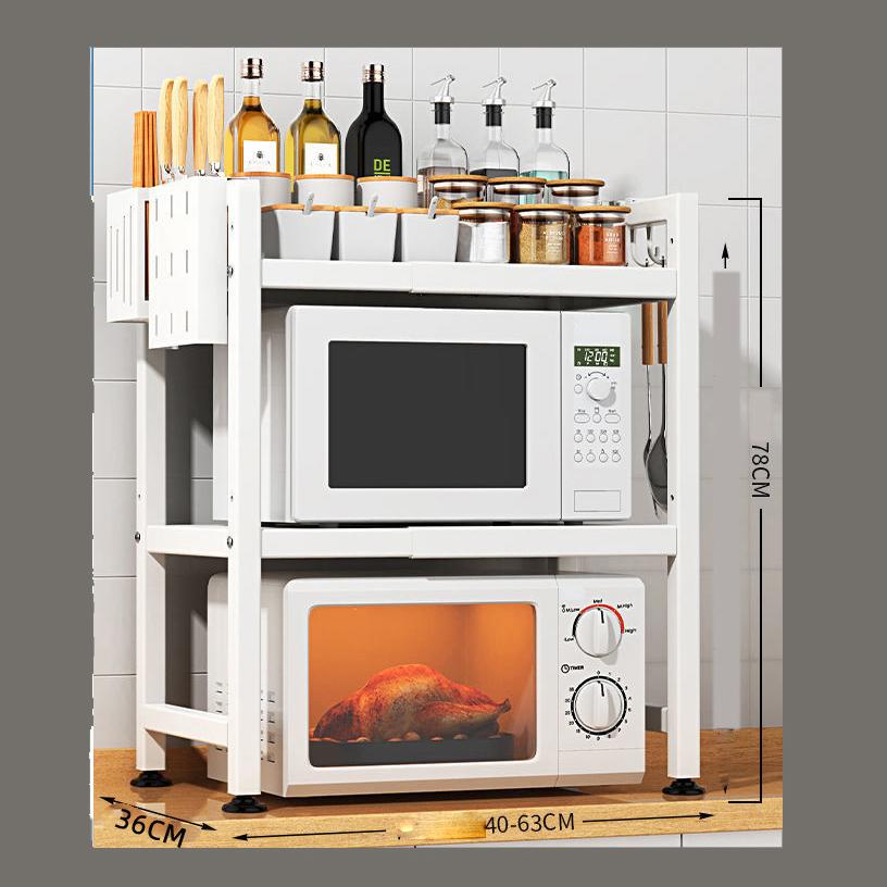 Microwave Oven Rack, 1/2 Tier Expandable Microwave Stand Countertop Kitchen Utensils Tableware Storage, Carbon Steel Over Microwave Shelf Countertop