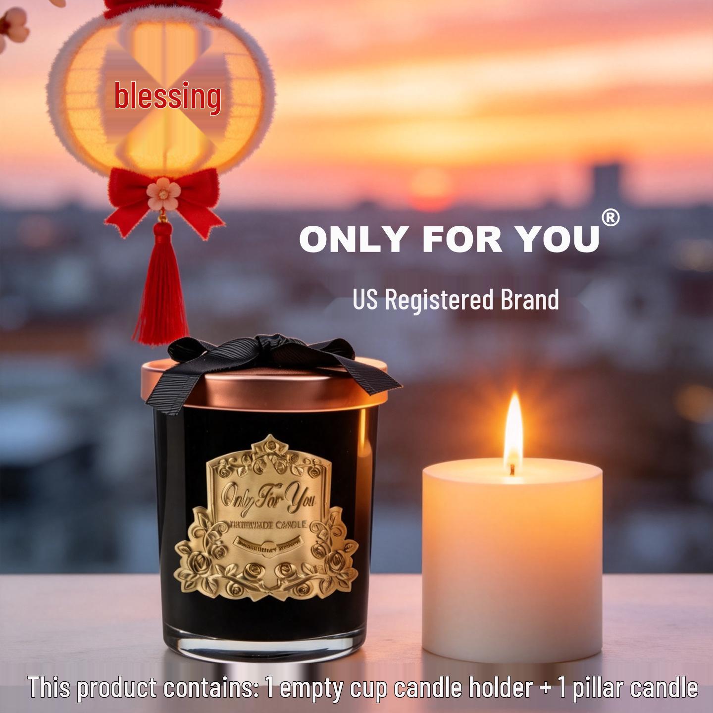 Glass Scented Candle Lamp with Metal Nameplate - Home Decoration Souvenir