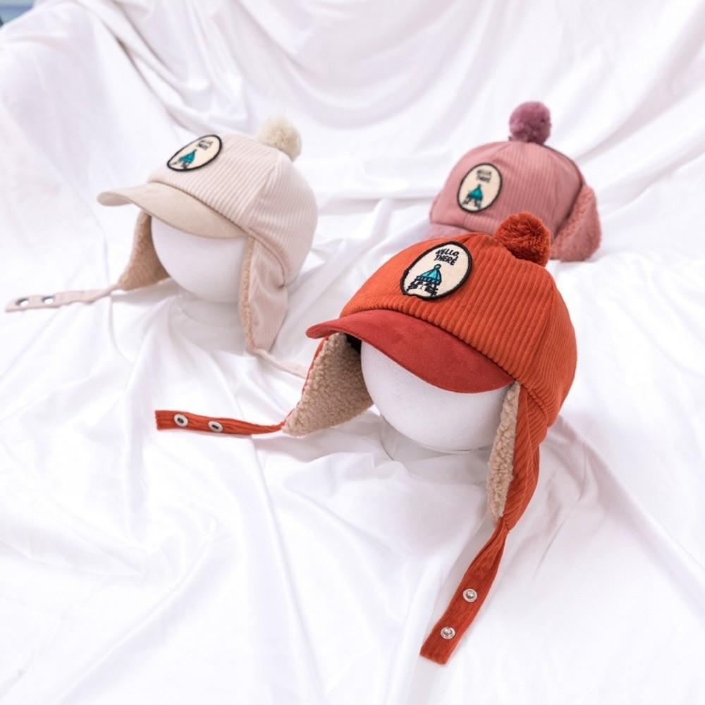 Solid Color Baby Ear Protection Cap Earflap Baby Warm Hat  For Boys And Girls