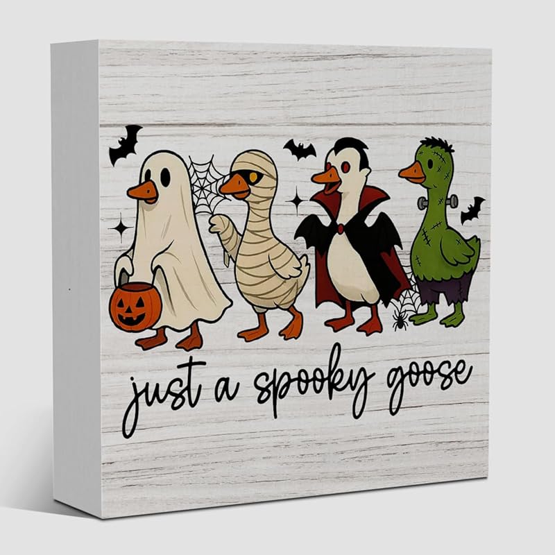 Hocus Pocus Halloween Desk Decor Hocus Pocus Sign Farmhouse Halloween Decorations Indoor for Home Office Table Room Bedroom Living Room Bathroom Goose